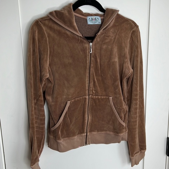 🛍️Mocha⚡️Juicy Couture Vintage Velour Hoodie preloved XL c2001 - Picture 1 of 9